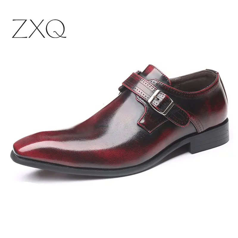 

New British Men's Slip On PU Leather Pointed Toe Men Dress Shoes Business Wedding Oxfords Formal Shoes For Male