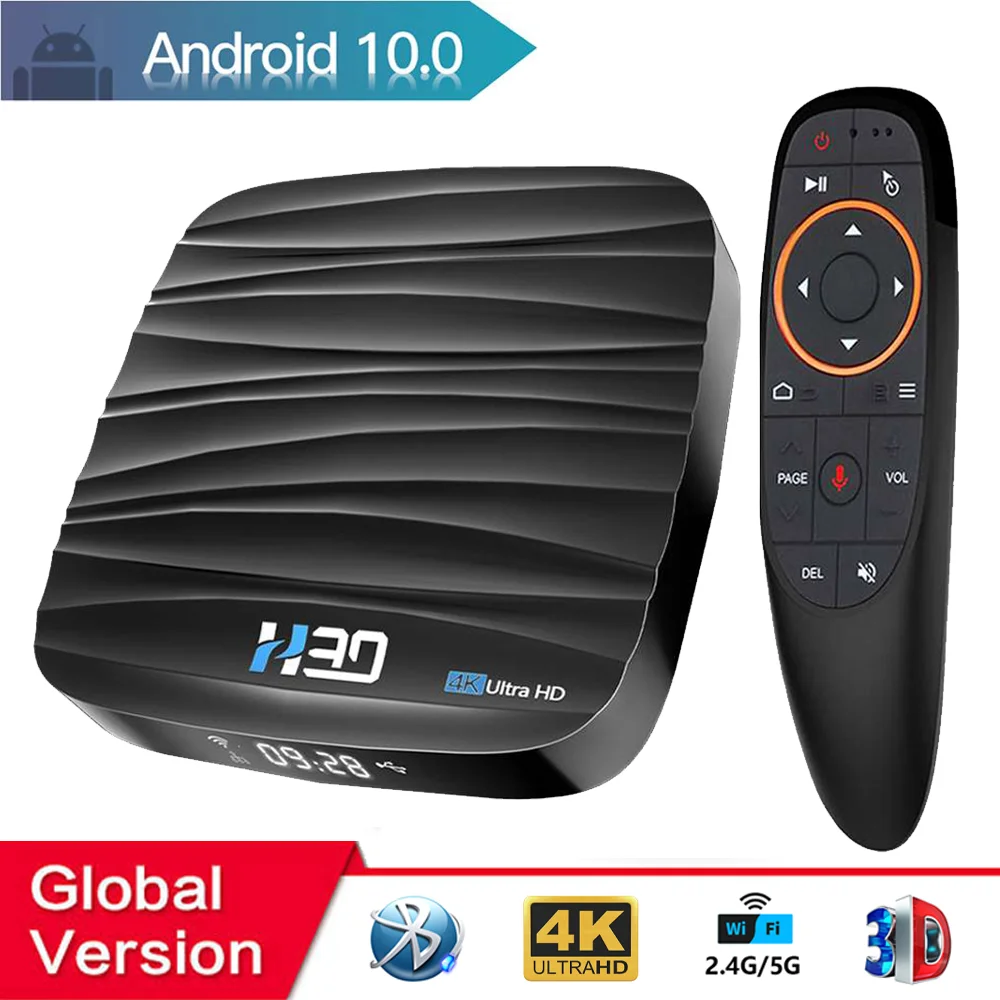 Смарт ТВ-приставка H30 Hongtop Android 10 0 4 ГБ 64 4K медиаплеер 3D видеоигра 2 ГГц 5 8 Wi-Fi |