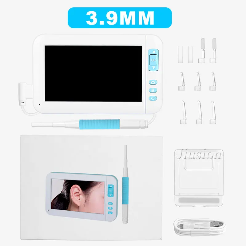 3.9 MM Мини-отоскоп эндоскопа камера 1080P FHD 4,3 дюймов дисплей экран 3,9 мм/5,5 мм инспекционная Гибкая микро камера Ушная ложка бороскоп - Цвет: 3.9 MM