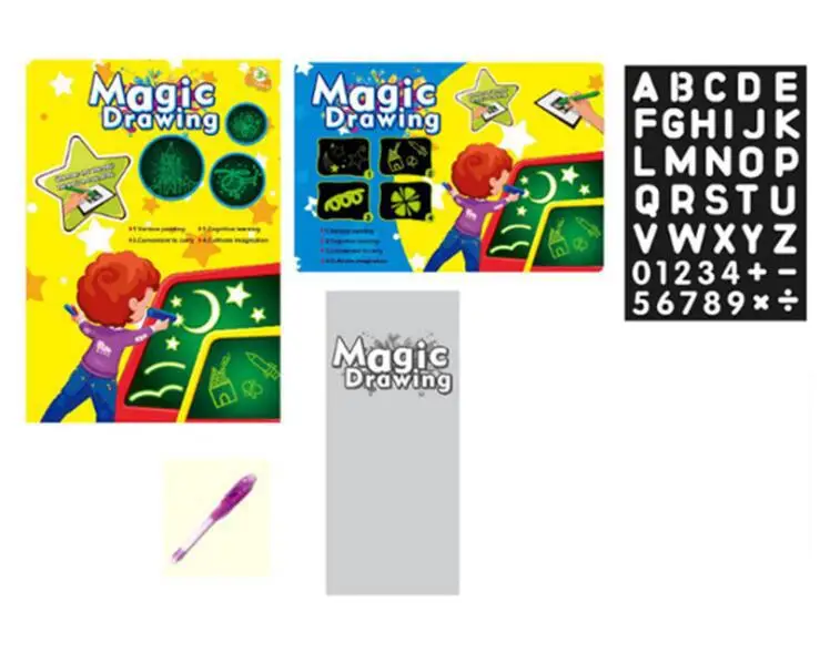 Детская забавная доска для рисования, флуоресцентная доска для рисования, детская Волшебная письменная доска для мальчиков и девочек, 3D игрушки - Цвет: A3 Yellow English
