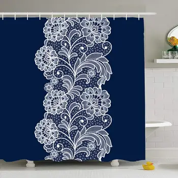 

Shower Curtain Set with Hooks 72x72 Lace Deco Floral Vintage Doily Textures Holiday Retro Ornament Invitation Celebration