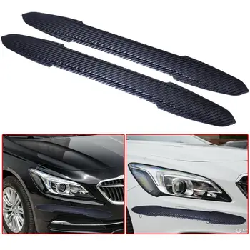 

EIDRAN 2pcs Car 44cm Carbon Fiber Rubber Bumper Edge Protector Guard Scratch Sticker