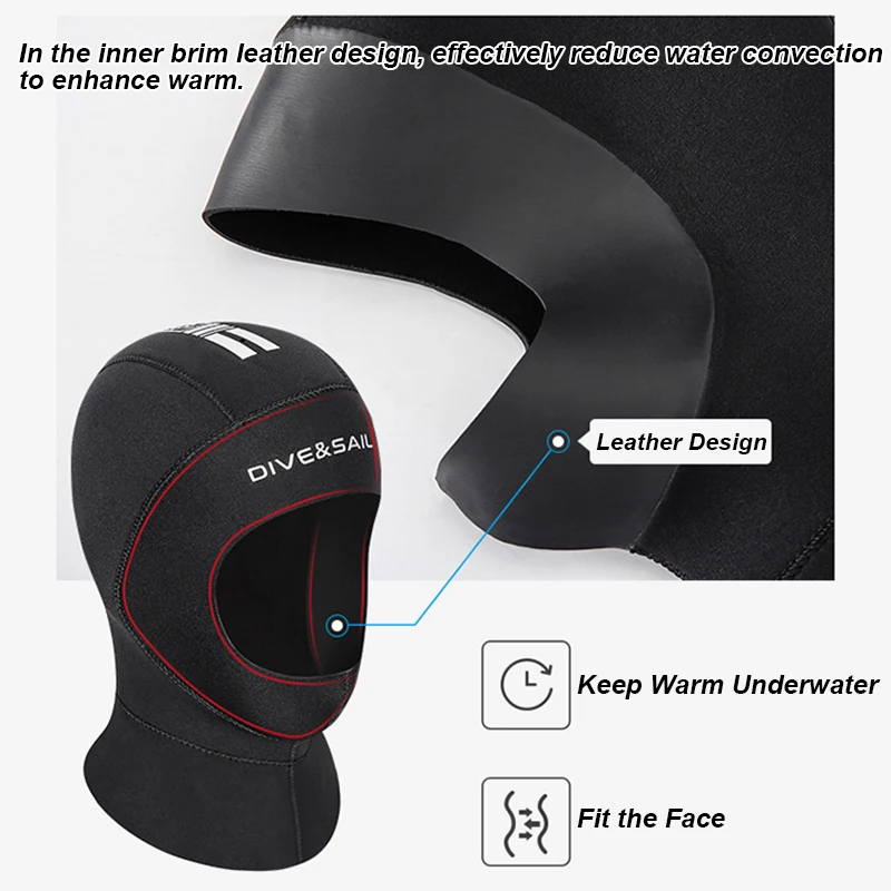 3mm Neoprene Diving Hat Unisex Professional Non-slip Swimming Cap Winter Cold-proof Wetsuit Head Cover Helmet for Snorkeling