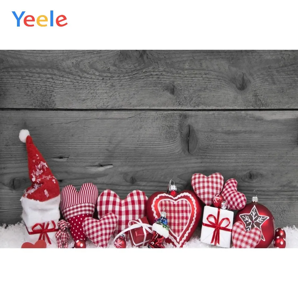 

Yeele Christmas Portrait Wood Snow XMAS Gifts Balls Photography Backdrops Personalized Photographic Backgrounds For Photo Studio