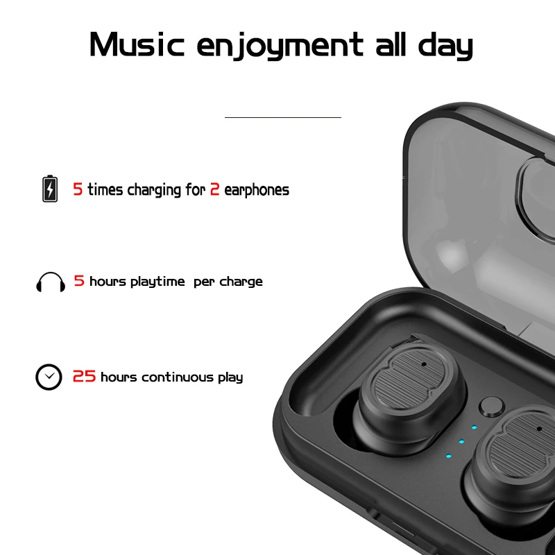 True Bluetooth 5.0 Headphones Smart Touch TWS Wireless Earphone Sport Stereo Earbuds Handsfree Hedset Headphone Charging Box