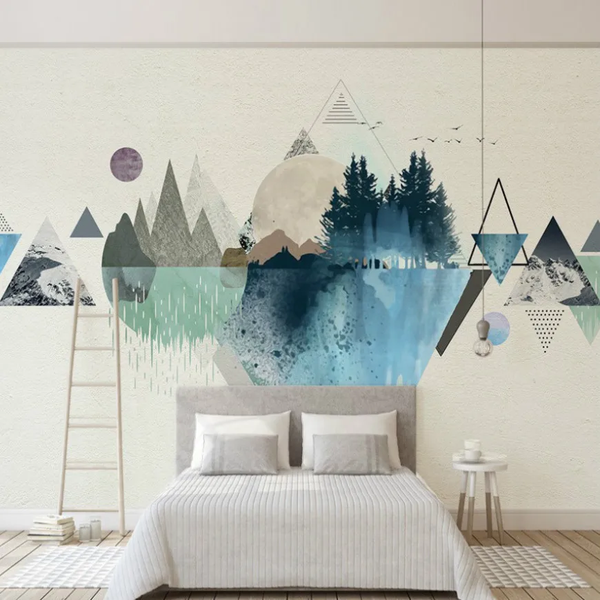 

Drop Shipping 3d Pink And Blue Wallpaper Geometric Pattern Black And White Color Bedroom Wallpaper Custom Photo 3d Mural