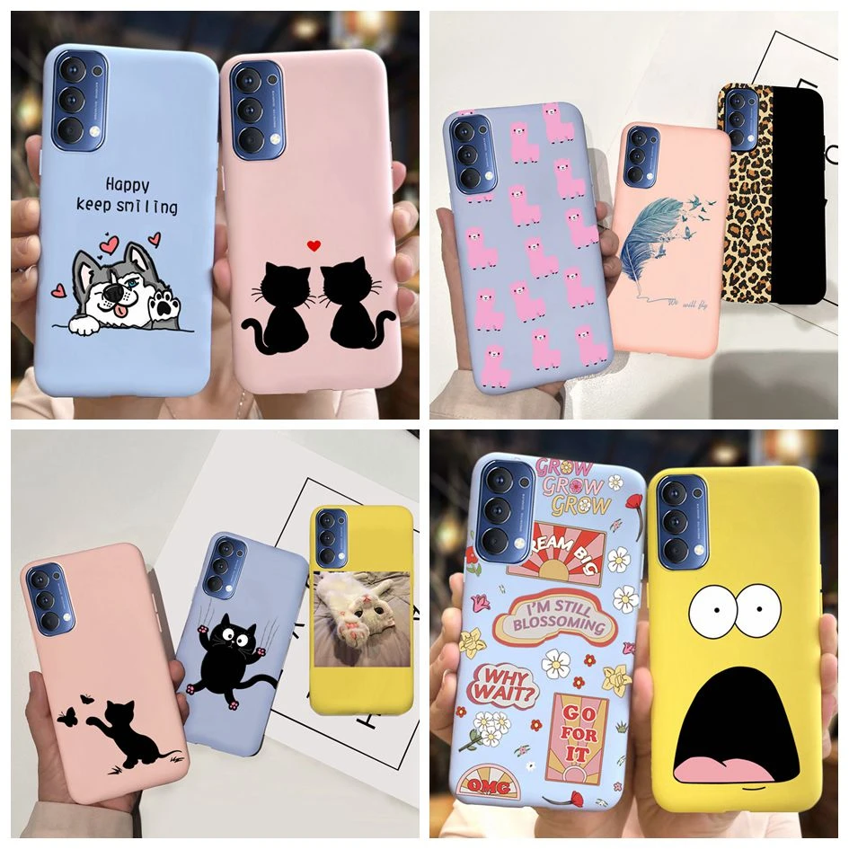 Cute Cartoon Case For OPPO Reno 4 5 Pro 5G Cover Silicone Soft TPU Back Protection Phone Case Fundas For Reno4 4G CPH2113 Bumper