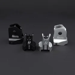 Tactical CNC DD Fixed Front Rear Iron Sight Combo Set Windage Adjustment Knob for Hunting Airsoft AR15 Apertures Iron Sights
