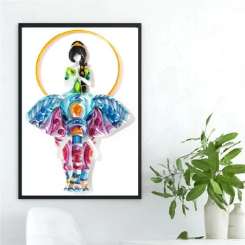 

A4 Paper Girl Balloon Boat Indian Elephant Church Christmas Tree Yan Paper Paper Quilling Illustration Kit Handmade Slot Gift