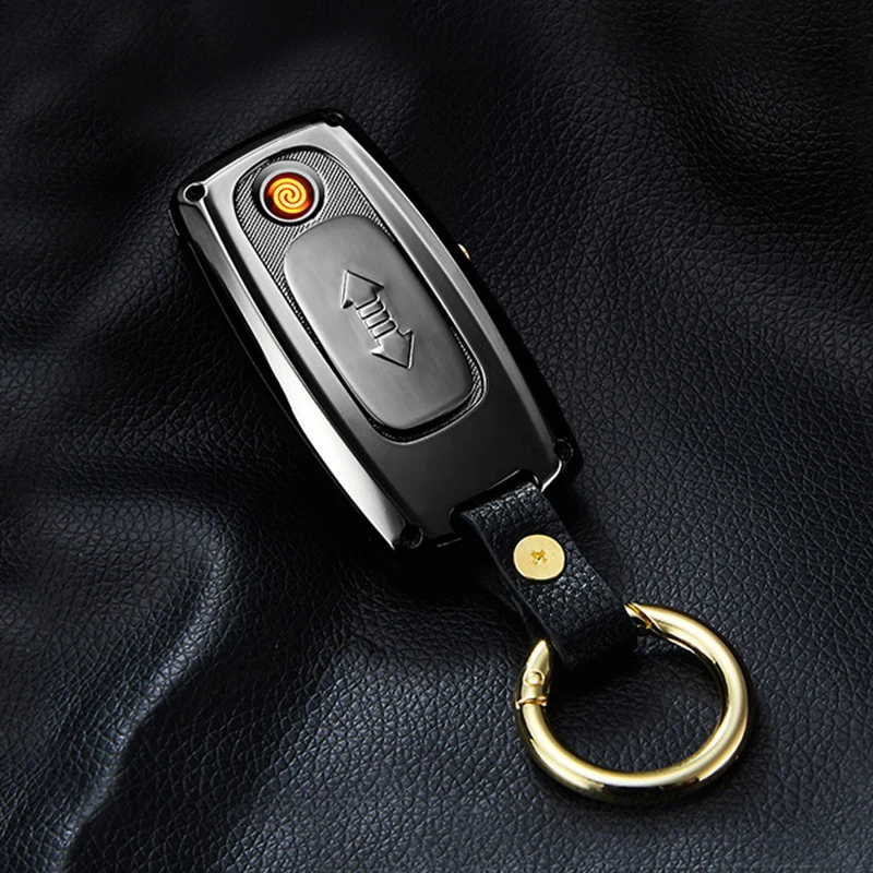 Многофункциональный USB прикуриватель автомобильный брелок со светом и настоящие часы USB Зажигалка с коробкой Прямая