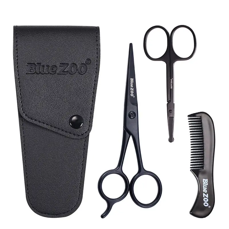 

2019 Beard Style Tools Set Beard Comb Beard Scissors With Leather Bag Mustache Care Kit High Quality For Men Styling Accessories