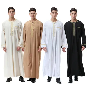 

Men Jubba Thobe Saudi Arabia Islamic Robes Muslim Arab Kaftan Pakistan Caftan Musulman Homme Long Sleeve Clothing Abaya Outfits