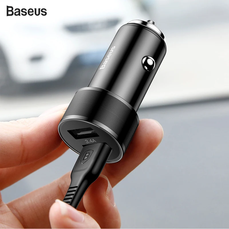 Baseus 5V 3.4A автомобильное зарядное устройство для телефона samsung huawei мобильный телефон планшет мини быстрое зарядное устройство адаптер Авто USB Автомобильное зарядное устройство разъем