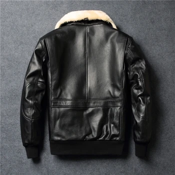 

New Mens Genuine Leather Jackets and Coats 2020 Winter Casual With Wool Collar Detachable Pilot Sheepskin Leather Jacket Hombre