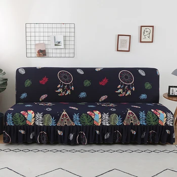 

Black Printing Sofa Bed Cover All-inclusive Folding Sofa Bed Cover Tight Wrap Sofa Towel Kaft Couch Cover Without Armrest