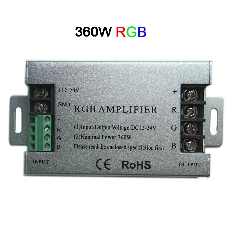 Алюминиевый 360W RGB усилитель DC12V 24V 30A led контроллер полосы для SMD 5050 3528 Светодиодный