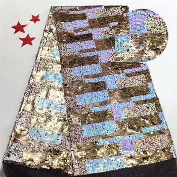 

Hot Sale Golden French Sequins Lace Fabric 2019 High Quality African French Tulle Lace French Mesh Laces Fabric