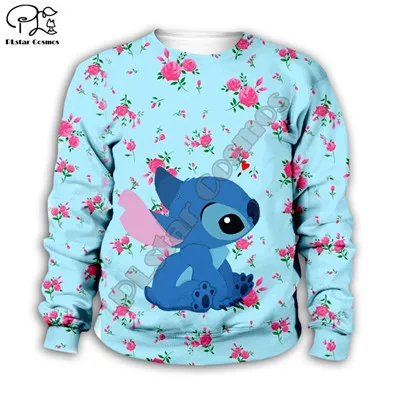 Детская одежда; толстовки с капюшоном в стиле аниме kawaii Lilo Stitch 3d; толстовка для мальчиков с героями мультфильмов; стильная одежда на молнии-1 - Цвет: Blue