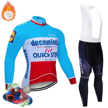 

2019 Quick Step Pro team winter thermal fleece Cycling jerseys Set Bike Men Long Sleeve Cycling Clothing Maillot Ropa Ciclismo