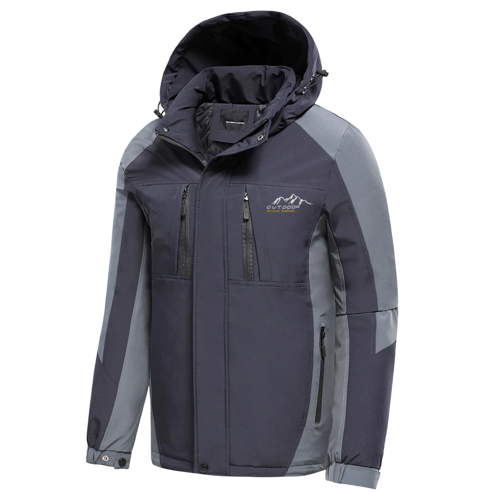 Oiata Men 2021 Spring New Brand Outdoor Vintage Thick Jacket Coat Men Autumn Fashion Patchwork Waterproof Pockets Hat Jackets