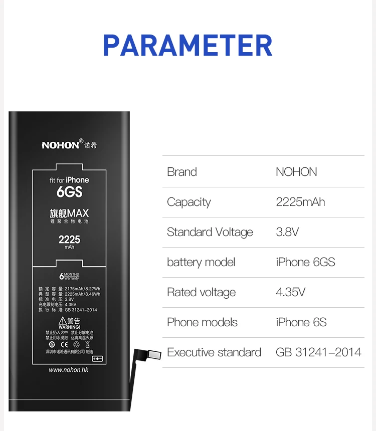 NOHON литиевая батарея для Apple iPhone 6S 6, 7, 5S, 5, iPhone 6S, iPhone 6, iPhone 5S, сменные батареи для телефона, батарея 2060 мА/ч