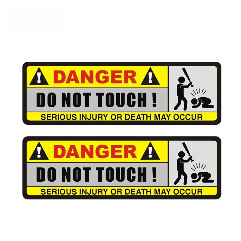 

2 X DANGER Car Sticker Funny DO NOT TOUCH PVC Decorate Decal Waterproof Sunscreen Stickers Auto Accessories,15cm*5cm