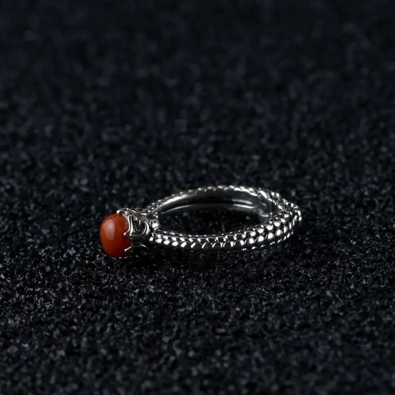 Настоящее чистое серебро 925, кольцо, ретро стиль, сердолик, кольца для женщин, натуральный камень, регулируемое, хорошее ювелирное изделие, Bijoux Femme