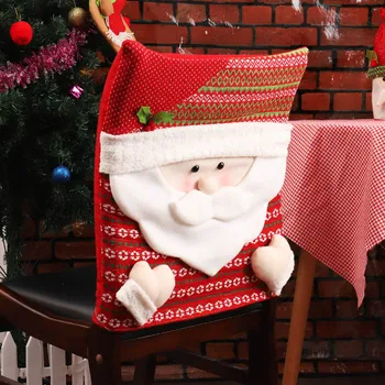 

2020 HOT Claus Christmas Dining Dinner Table Chair Back Cover Decoration Gift Santa Snowman Pattern Christmas Chair Covers
