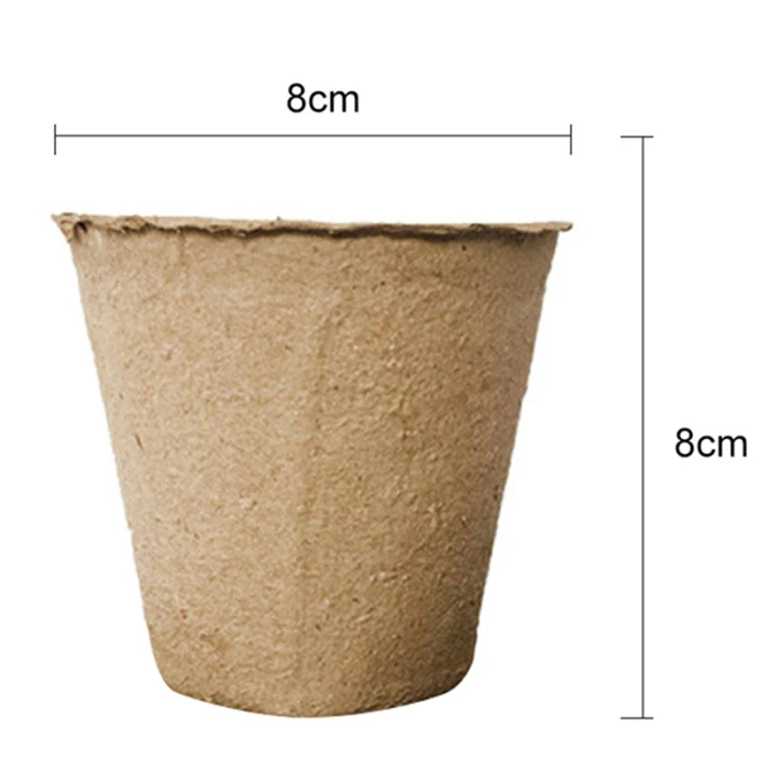50/100pcs Round Biodegradable Paper Pulp Peat Pot 8x8cm Plant Nursery Cup Garden AIA99