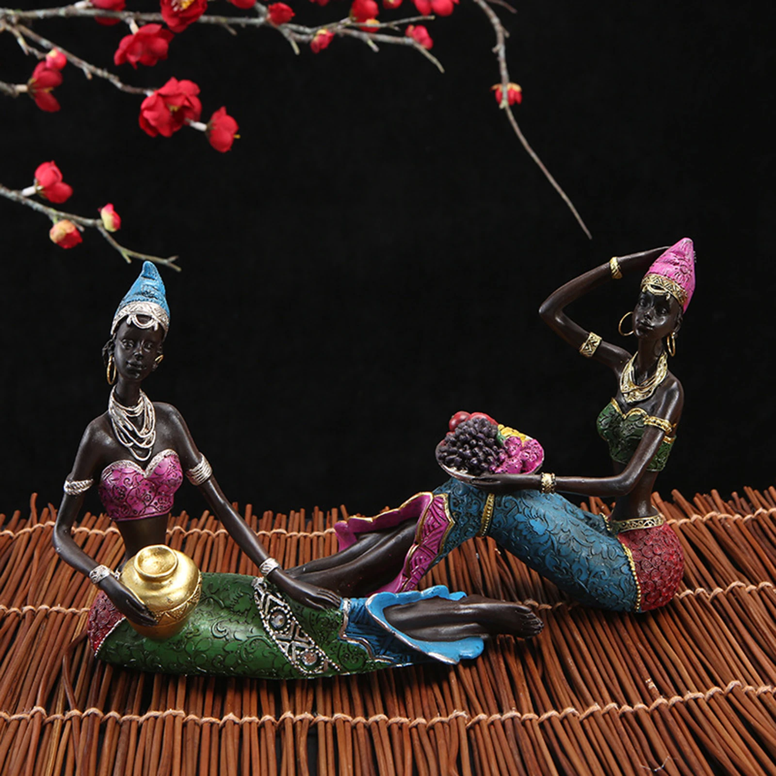 Buy Beautiful African Tribal Women Figures Bookshelf Resin Statue