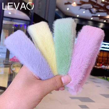 

Levao Candy Color Plush Headband for Women Headwear Faux Marten Hair Band Bezel Head Wrap Wide Knotted Hairband Hair Hoop