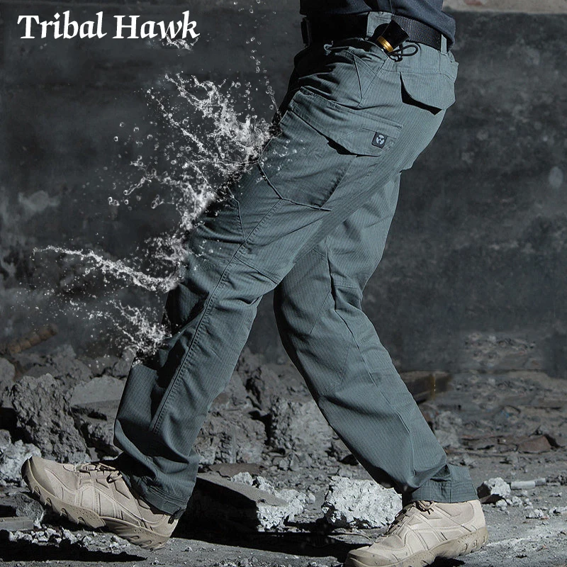 

Tactical Pants Men Military SWAT Casual Combat Cargo Pants Army Active Multi Pocket Rip-stop Waterproof Work Cotton Trousers