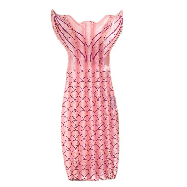 Lovely Super Pink Sequined Mermaid Floating Row Fish Tail Swimming Circle Riding Inflatable Overwater Raft Air-Mattress Summer 3