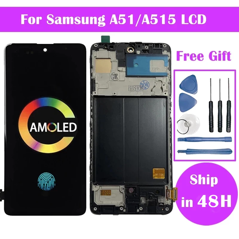 Super Amoled For Samsung Galaxy A51 Display A515 LCD Touch Screen Digitizer Assembly A515FN/DS A515F | Мобильные телефоны и
