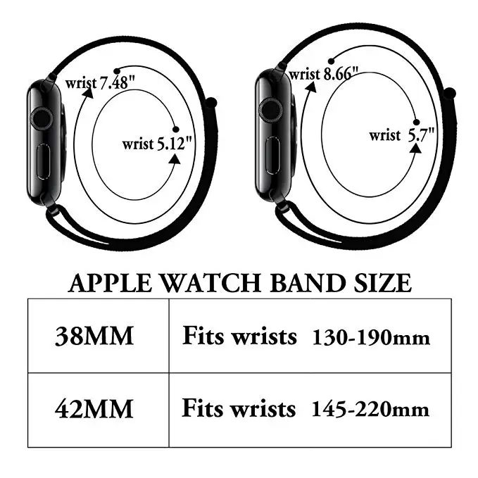 Ремешок для Apple Watch, 38 мм, 42 мм, легкая регулировка, нейлоновый ремешок на липучке для браслетов Apple Watch, ремешок 4, 5, 40 мм, 44 мм
