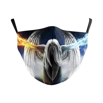 

Washable Facial Masks Reusable Fabric Adult Mouth Muffle Printing Angel Cover Anti-Dust Windproof PM 2.5 Filter Carbon Covers
