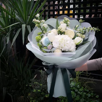 

Double color wrapping paper petal jelly membrane waterproof bouquet packaging material Florist supplies