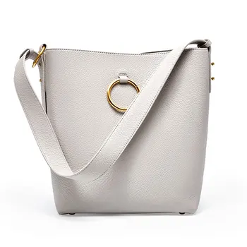 

Large Capacity Bucket Bag Design Ladies Shoulder Bag Ladies Quality Leather Black Ladies Handbag Shopping Bag