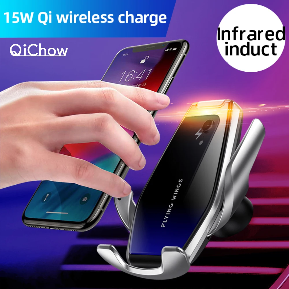 

Authentic Super Capacitor Car Wireless Charger Automatic Clamp 15W Fast Charge Mount for Iphone XS XR X Samsung S10+/10 S9 Note9