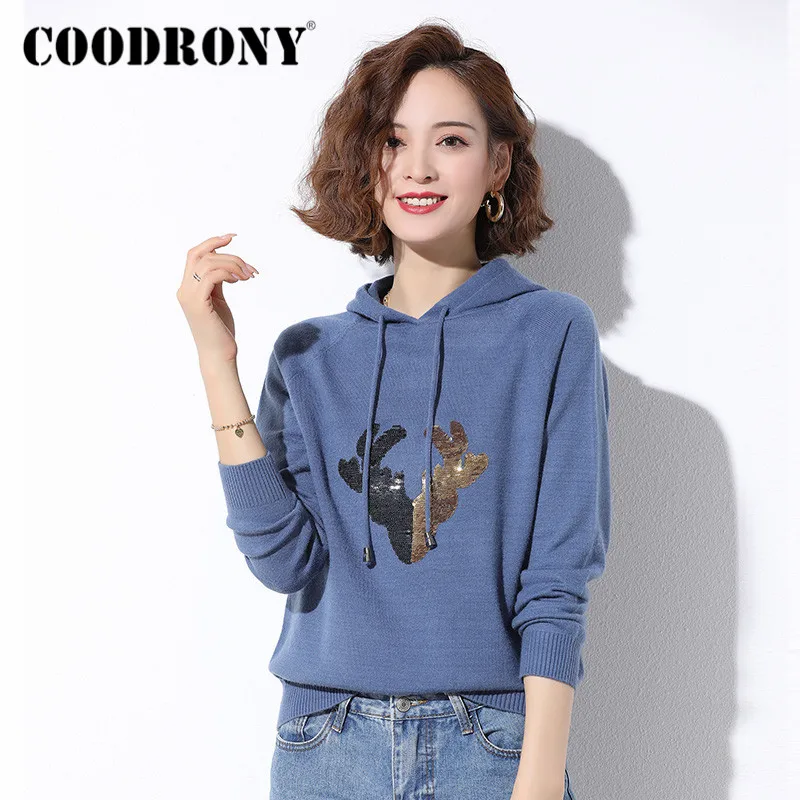 COODRONY Brand 2020 Autumn Winter Casual Soft Knitwear Jumpers Women Link Shoulder Sleeve Pullover Slim Sweaters Female W1079