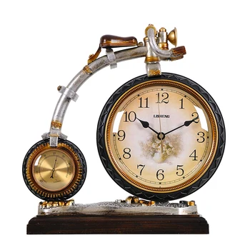 

Lisheng Seat Clock, European Living Room Clock, Retro Table Clock, Creative Bicycle Quiet American Clock Pendulum Quartz Clock