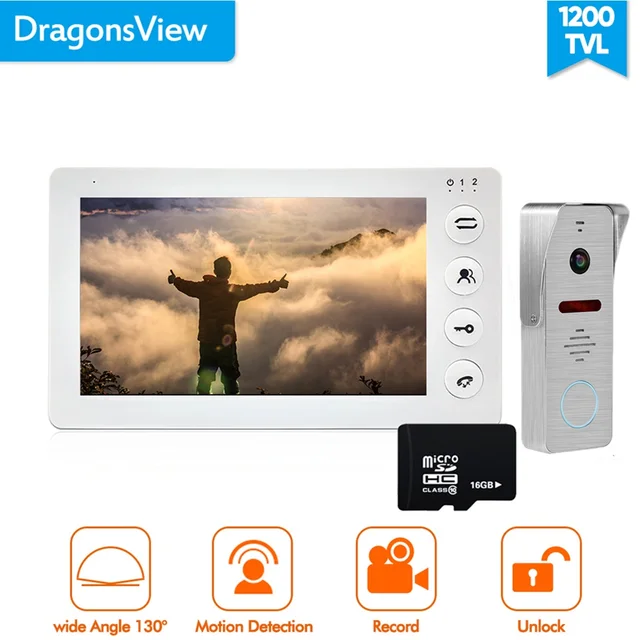 $US $87.30  Dragonsview 7 inch Video Door Phone Intercom System Record Motion Detection Wide Angle Doorbell wit