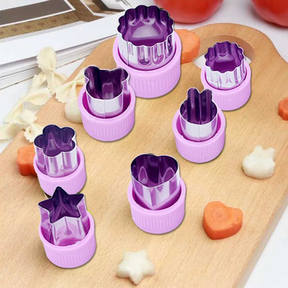 12Pcs Vegetable Fruit Cookie Shape Cutters Food Mold Stainless Steel Set Kids Cartoon Vegetable Fruit Cutter Mold