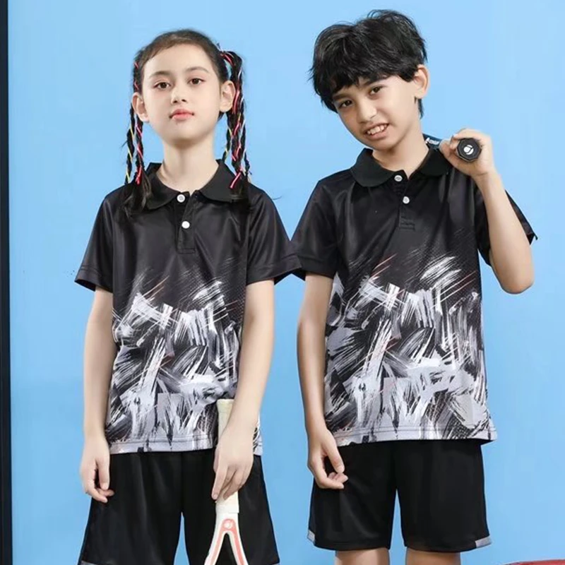 Sports Quick Dry Breathable Badminton Shirt,kids Girls and boys Table Tennis volleyball Team Game Running Training Polo T Shirts