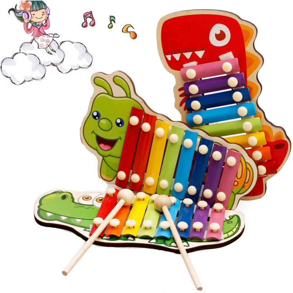 Developmental Toys Wooden Baby Kids Toy Musical  Educational 8 tone Xylophone 