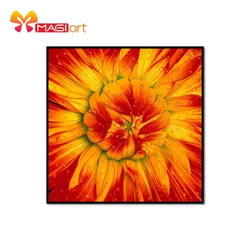 

Cross stitch kits Embroidery needlework sets 11CT water soluble canvas patterns 14CT Oil painting Red daisy-NCMF159