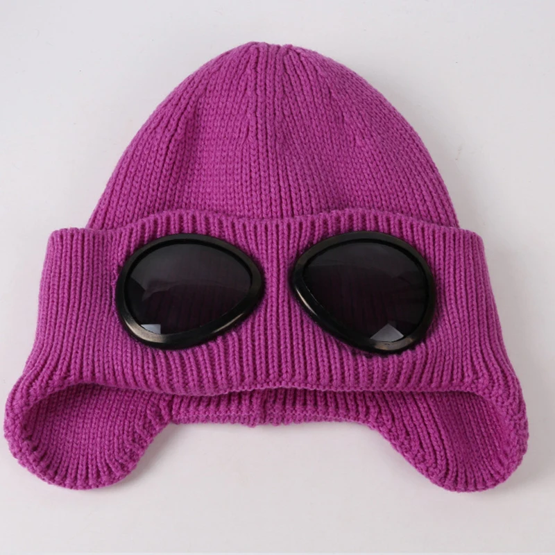 ZLD Новая мода Осень Зима Толстая холодная вязаная шапка, шапочка Skullies Шляпа Ветрозащитный шлем летчика Женские повседневные очки шерстяная шапка