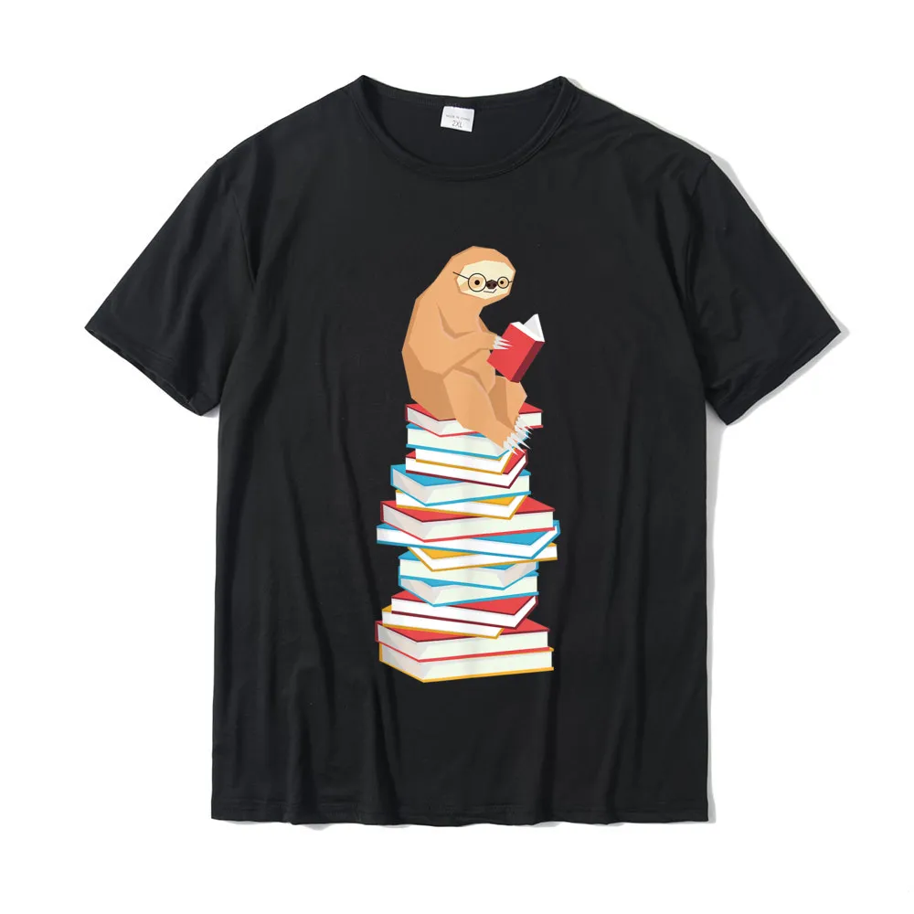 Hip hop Crewneck Top T-shirts Fall Tops T Shirt Short Sleeve Discount 100% Cotton Design Tops Tees Printed On Men Funny Sloth Book Reading School Teacher Student Nerdy T-Shirt__20288 black