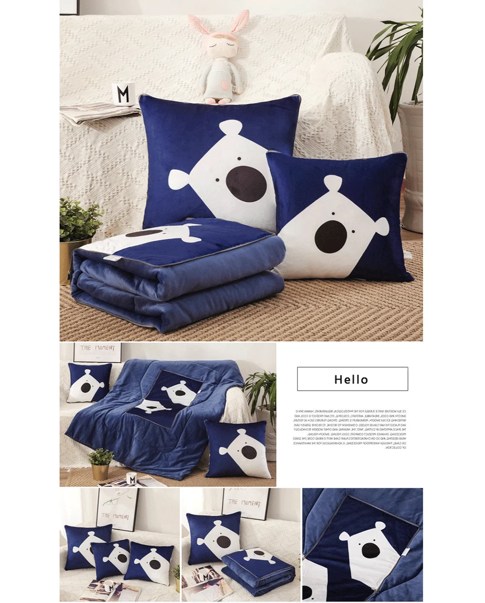 Animal Plush Washable 3D Multi-function Pillow Quilt Four Seasons Universal Big Code Skin Affinity Comfortable Sofa Pillow