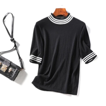 

Woman Sweaters Good Quality Wool + Cashmere Soft Comfortable Stretch Short Sleeves Thin Knitting Sweater Women 2020 New Autumn